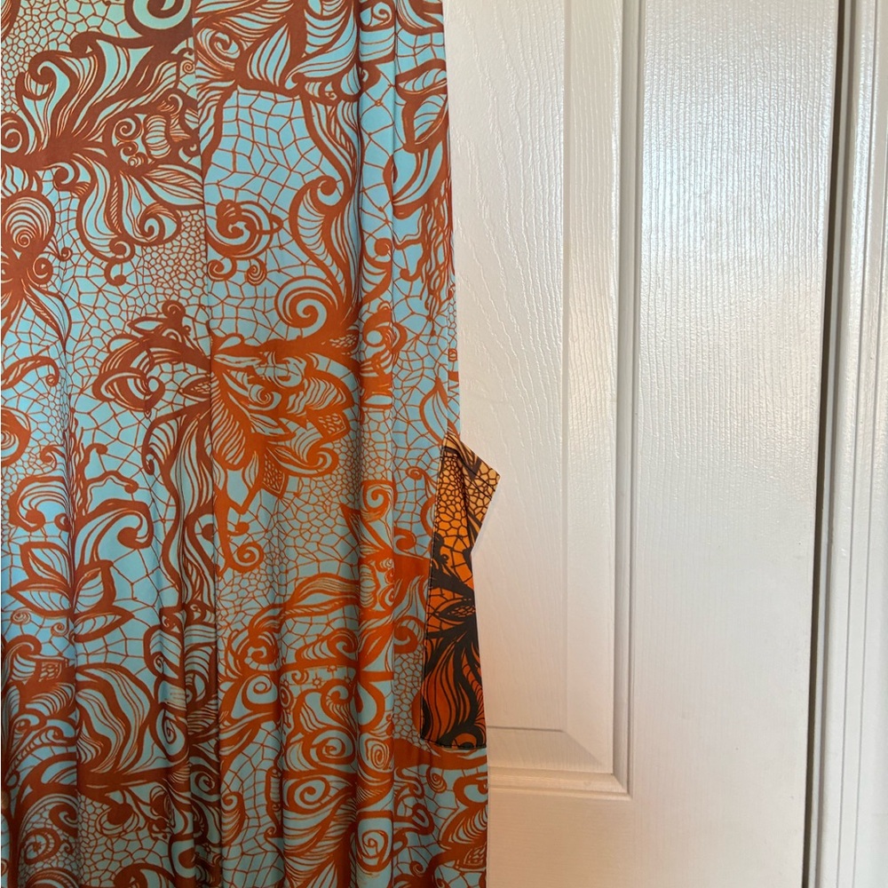 Bohemian Blue and Brown Maxi Jumpsuit - Picture 4 of 15